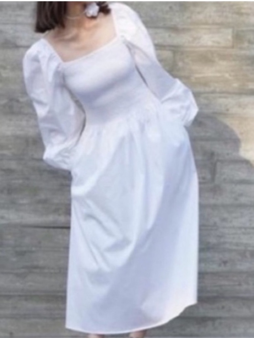 šCOS Cotton Dress 2023 Off-The-Shoulder Smocked Midi Dress - White Size 6 NWT